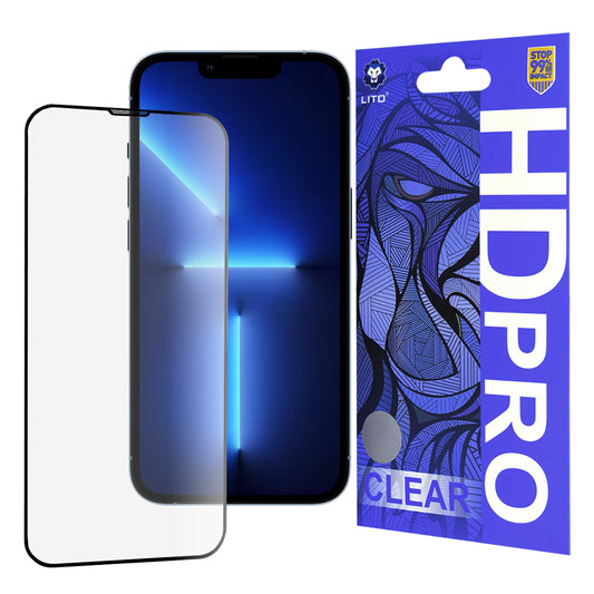 Zaštitna folija za ekran Lito HD Pro Clear za Apple iPhone 14 Plus / 13 Pro Max, Kaljeno staklo, Full Glue, Crna