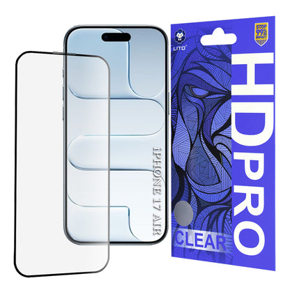 Folija za zaštitu ekrana Lito HD Pro Clear za Apple iPhone 17 Air, Kaljeno staklo, Full Glue, Crna
