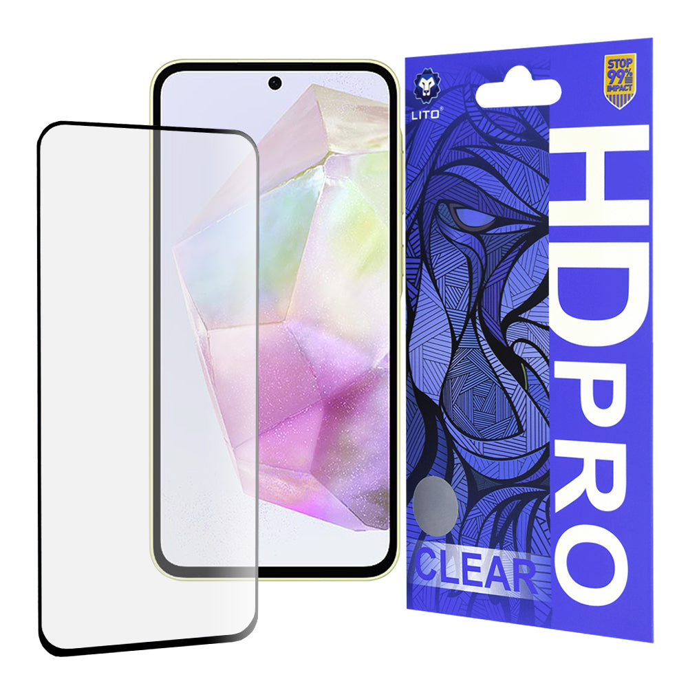 Zaštitna folija za ekran Lito HD Pro Clear za Samsung Galaxy A35 5G A356, Kaljeno staklo, Full Glue, Crna