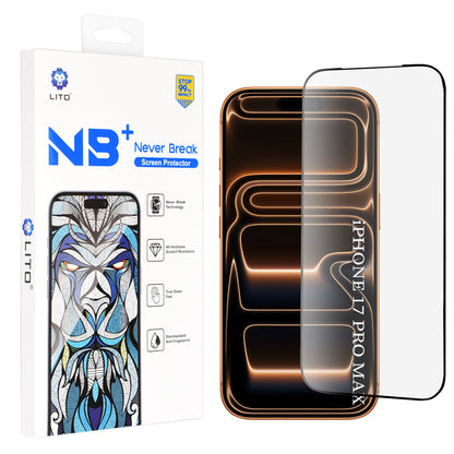 Folija za zaštitu ekrana Lito NB za Apple iPhone 17 Pro Max, Kaljeno staklo, Full Glue, Crna