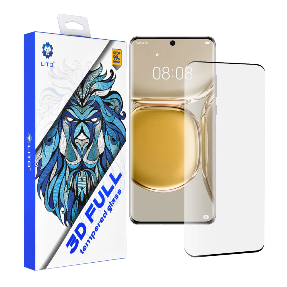 Zaštitna folija za ekran Lito za Huawei P50 Pro, Kaljeno staklo, Full Glue, 3D, Crna