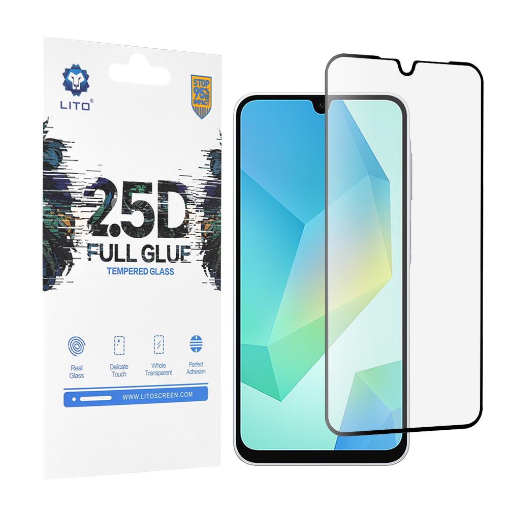 Zaštitna folija za ekran Lito za Samsung Galaxy A16 5G A166 / A16 4G A165, Kaljeno staklo, Full Glue, 2.5D, Crna