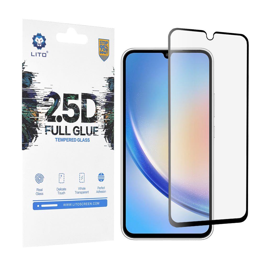 Zaštitna folija za ekran Lito za Samsung Galaxy A34 A346, Kaljeno staklo, Full Glue, 2.5D, Crna