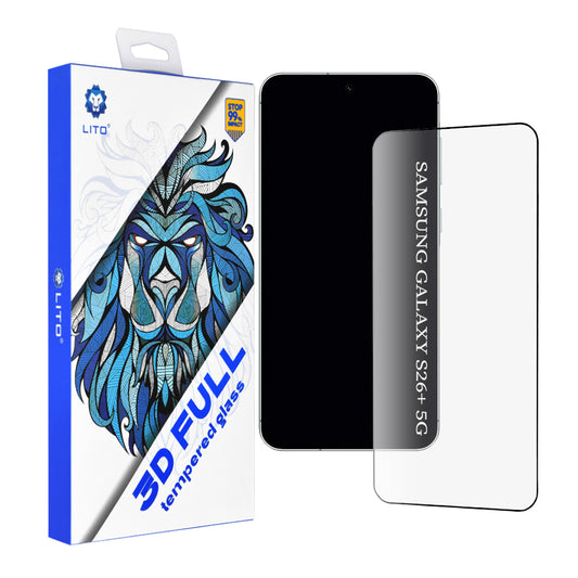 Folija za zaštitu ekrana Lito za Samsung Galaxy S26 Plus, Kaljeno staklo, Full Glue, 3D, Crna