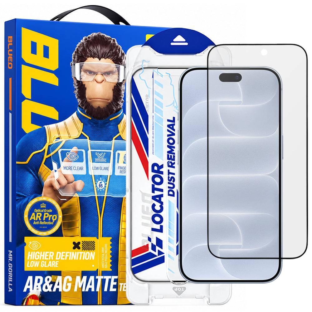 Zaštitno staklo za ekran Matte Blueo Anti Reflective Applicator Pro za Apple iPhone 18 Pro, kaljeno staklo, lepljenje celom površinom, crno