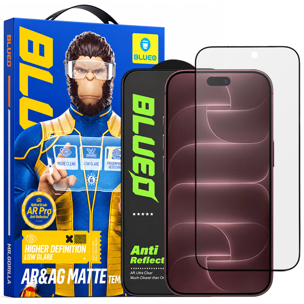 Zaštitno staklo za ekran Matte Blueo Anti Reflective HD za Apple iPhone 18 Pro Max, kaljeno staklo, lepljenje celom površinom, crno