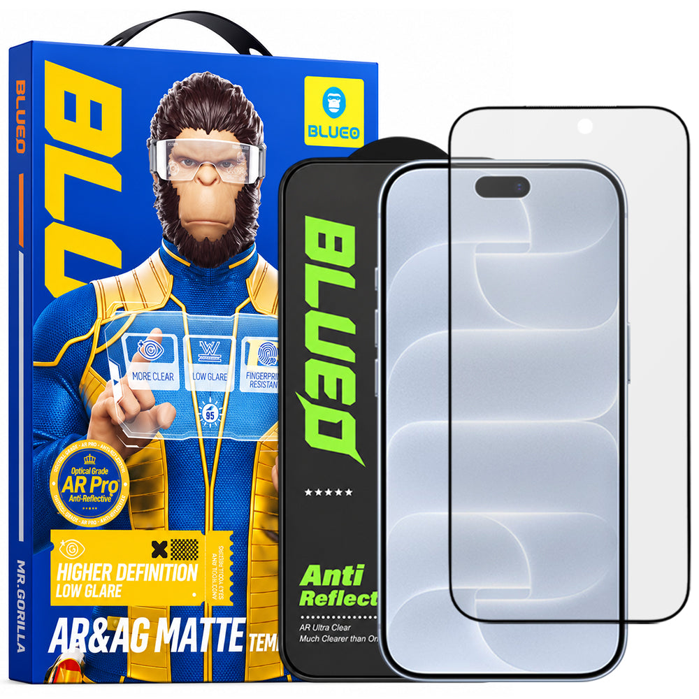 Mat zaštitna folija za ekran Blueo Anti Reflective HD za Apple iPhone 18 Pro, kaljeno staklo, lepljenje celom površinom, crna