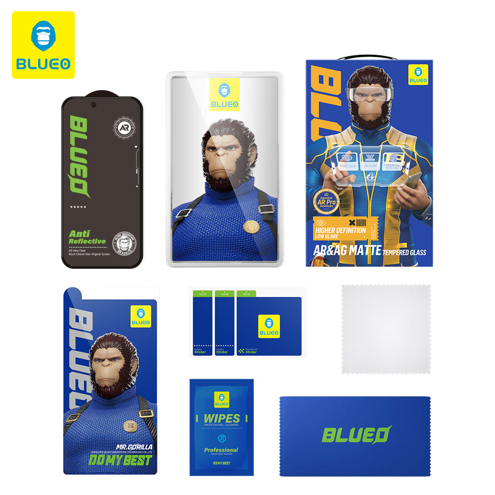 Mat zaštitna folija za ekran Blueo Anti Reflective HD za Apple iPhone 18 Pro, kaljeno staklo, lepljenje celom površinom, crna