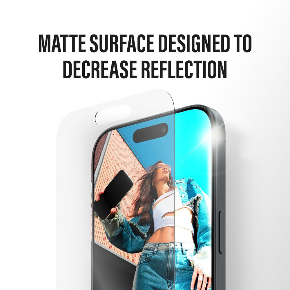Folija za zaštitu ekrana Matte PanzerGlass Armor EasyAligner za Apple iPhone 17 / 16 Pro, Kaljeno staklo, Full Glue