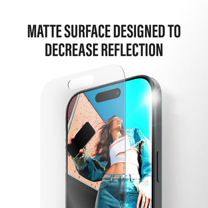 Folija za zaštitu ekrana Matte PanzerGlass Armor EasyAligner za Apple iPhone 17 / 16 Pro, Kaljeno staklo, Full Glue