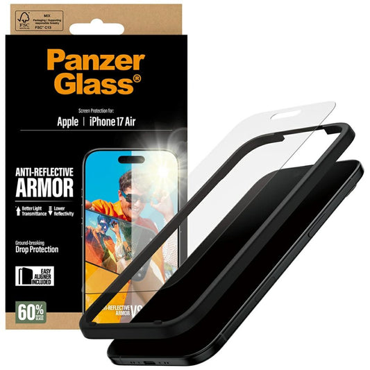 Folija za zaštitu ekrana Matte PanzerGlass Armor EasyAligner za Apple iPhone 17 Air, Kaljeno staklo, Full Glue
