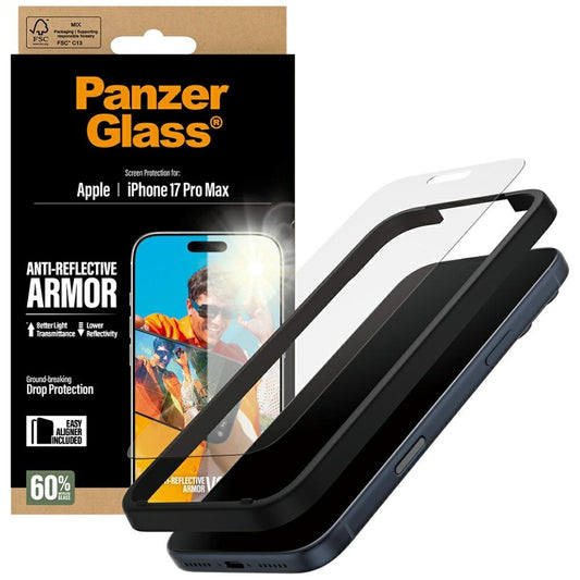 Folija za zaštitu ekrana Matte PanzerGlass Armor EasyAligner za Apple iPhone 17 Pro Max, Kaljeno staklo, Full Glue