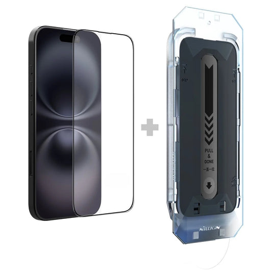 Zaštitna folija za ekran Nillkin CP+ Pro sa aplikatorom za Apple iPhone 16, Kaljeno staklo, Full Glue, Crna