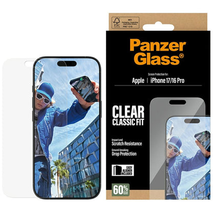 Folija za zaštitu ekrana PanzerGlass Classic Fit EasyAligner za Apple iPhone 17 / 16 Pro, Kaljeno staklo, Full Glue