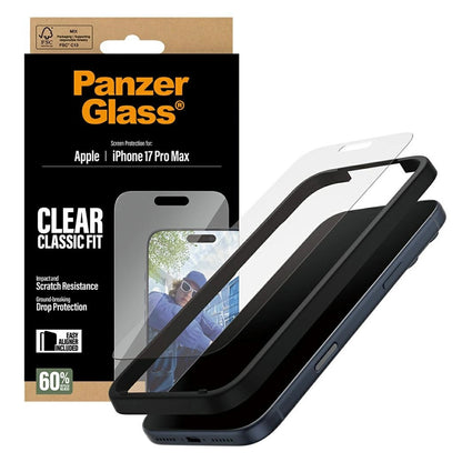 Folija za zaštitu ekrana PanzerGlass Classic Fit EasyAligner za Apple iPhone 17 Pro Max, Kaljeno staklo, Full Glue