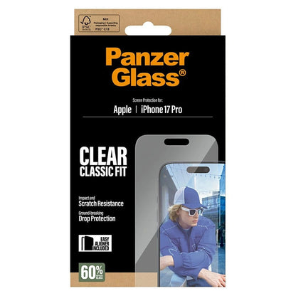 Folija za zaštitu ekrana PanzerGlass Classic Fit EasyAligner za Apple iPhone 17 Pro, Kaljeno staklo, Full Glue