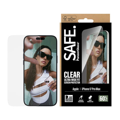 Zaštitna folija za ekran PanzerGlass Safe. Ultra-Wide Fit EasyAligner za Apple iPhone 17 Pro Max, Kaljeno staklo, Full Glue.