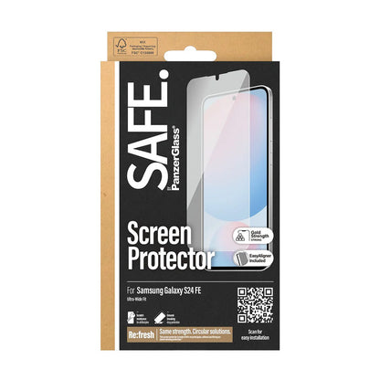 Folija za zaštitu ekrana PanzerGlass Safe. Ultra-Wide Fit EasyAligner za Samsung Galaxy S24 FE S721, Kaljeno staklo, Full Glue