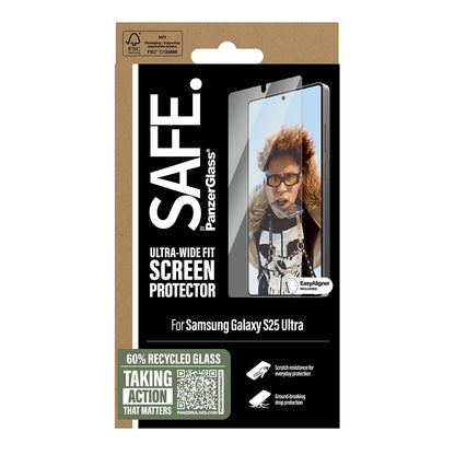 Folija za zaštitu ekrana PanzerGlass Safe. Ultra-Wide Fit EasyAligner za Samsung Galaxy S25 Ultra S938, Kaljeno staklo, Full Glue