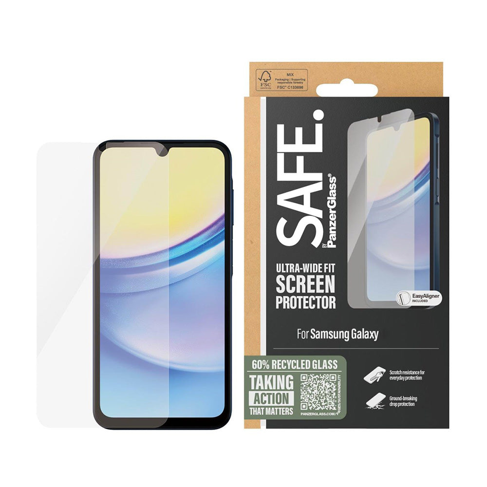 Folija za zaštitu ekrana PanzerGlass Safe. Ultra-Wide Fit za Samsung Galaxy A16 5G A166 / A16 4G A165, Kaljeno staklo, Full Glue
