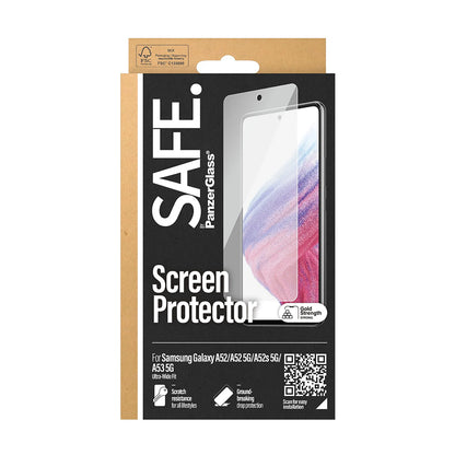 Folija za zaštitu ekrana PanzerGlass Safe. Ultra-Wide Fit za Samsung Galaxy A53 5G A536 / A52s 5G A528 / A52 5G A526, Kaljeno staklo, Full Glue.