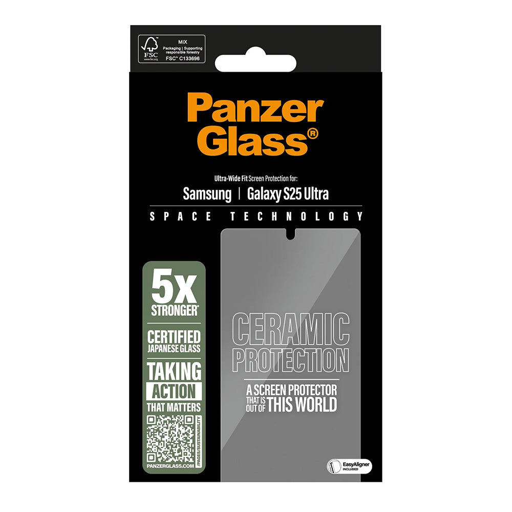 Folija za zaštitu ekrana PanzerGlass Ultra-Wide Ceramic EasyAligner za Samsung Galaxy S25 Ultra S938, Kaljeno staklo, Full Glue