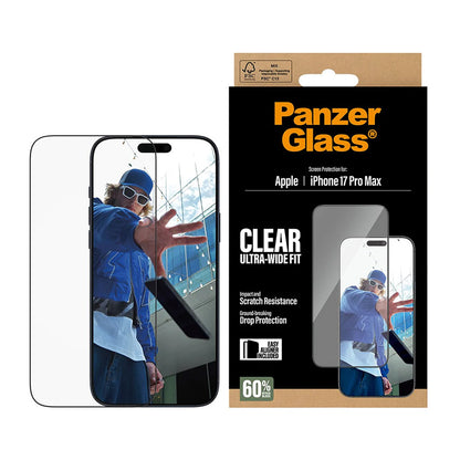 Folija za zaštitu ekrana PanzerGlass Ultra-Wide Fit EasyAligner za Apple iPhone 17 Pro Max, Kaljeno staklo, Full Glue, Crna