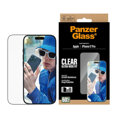 Folija za zaštitu ekrana PanzerGlass Ultra-Wide Fit EasyAligner za Apple iPhone 17 Pro, Kaljeno staklo, Full Glue, Crna