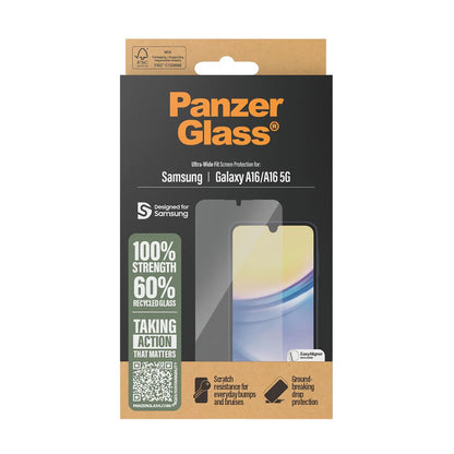 Folija za zaštitu ekrana PanzerGlass Ultra-Wide Fit EasyAligner za Samsung Galaxy A16 5G A166 / A16 4G A165, Kaljeno staklo, Full Glue