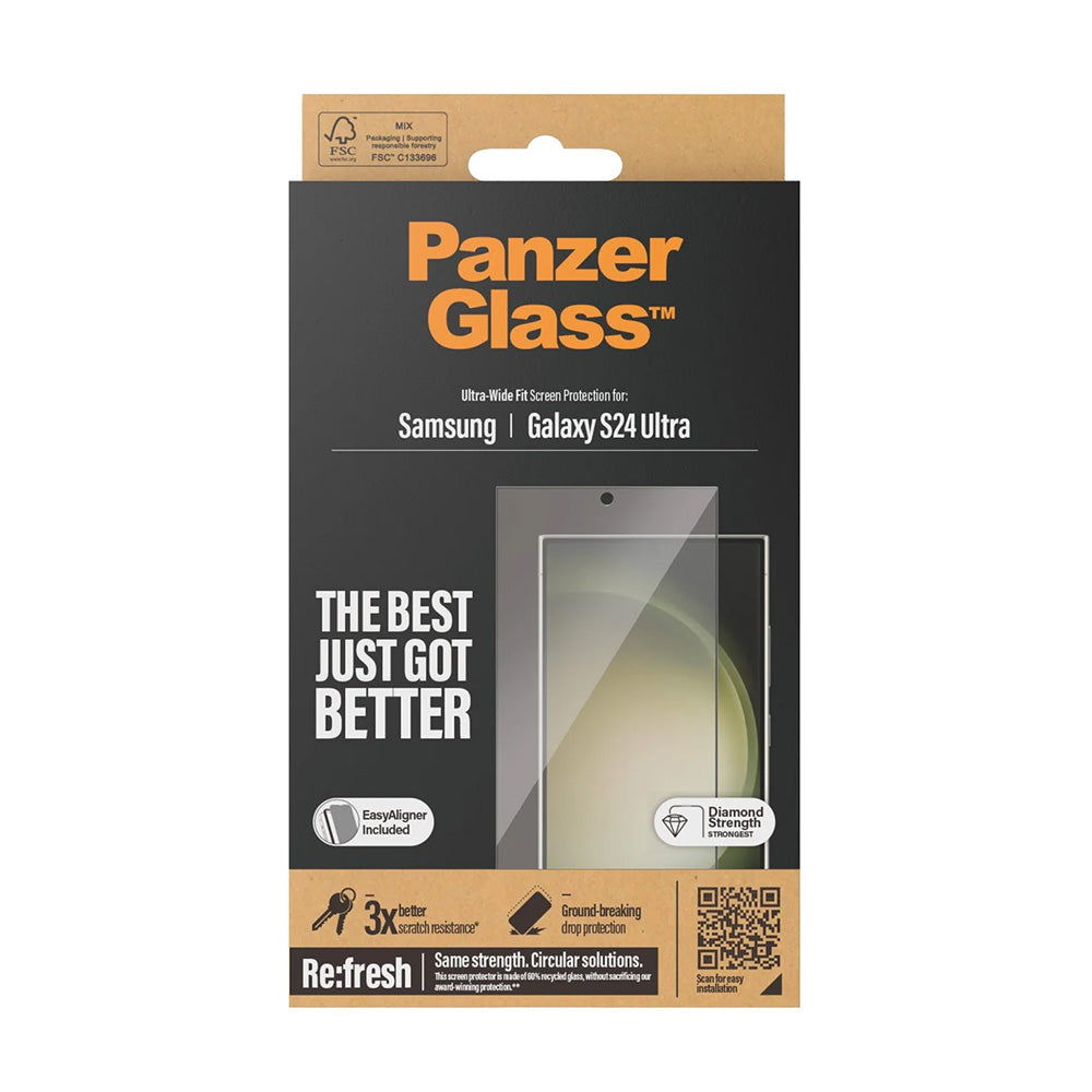 Folija za zaštitu ekrana PanzerGlass Ultra-Wide Fit EasyAligner za Samsung Galaxy S24 Ultra S928, Kaljeno staklo, Full Glue, Crna