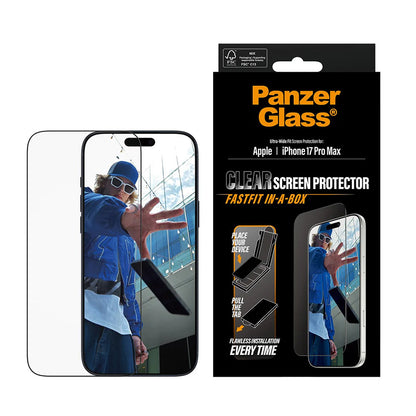 Folija za zaštitu ekrana PanzerGlass Ultra-Wide Fit Fastfit za Apple iPhone 17 Pro Max, Kaljeno staklo, Full Glue, Crna