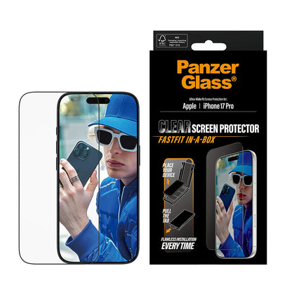 Folija za zaštitu ekrana PanzerGlass Ultra-Wide Fit Fastfit za Apple iPhone 17 Pro, Kaljeno staklo, Full Glue, Crna