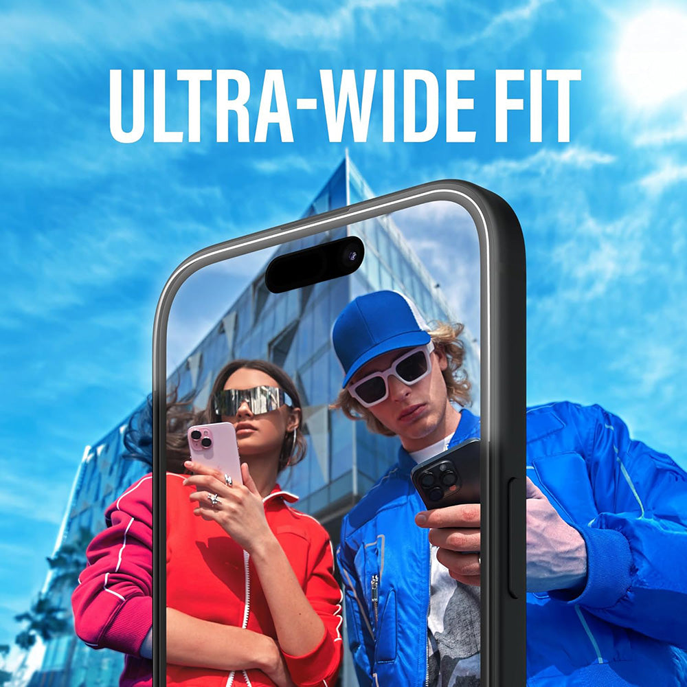 Folija za zaštitu ekrana PanzerGlass Ultra-Wide Fit za Apple iPhone 16 / 15, Kaljeno staklo, Full Glue, Crna