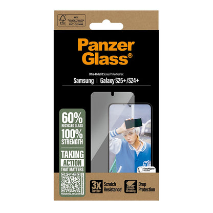 Folija za zaštitu ekrana PanzerGlass Ultra-Wide Fit za Samsung Galaxy S25+ S936 / S24+ S926, Kaljeno staklo, Full Glue
