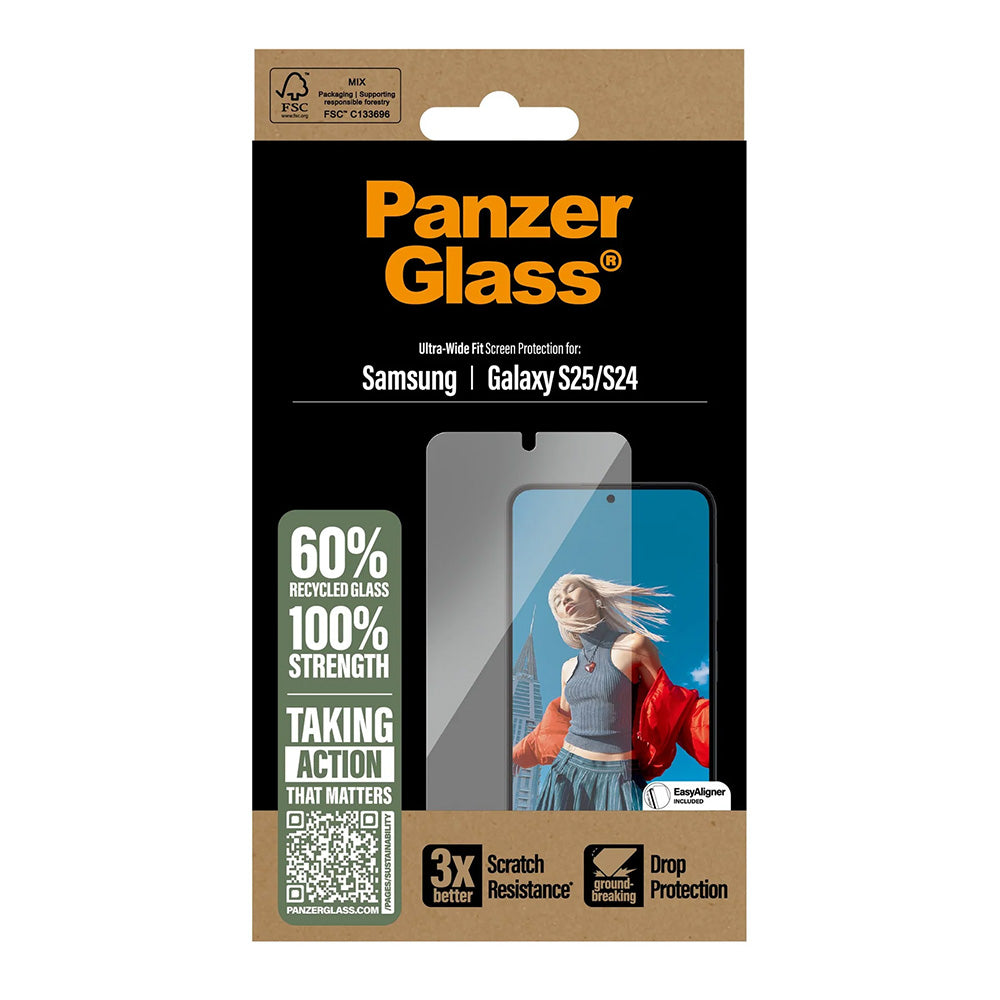Folija za zaštitu ekrana PanzerGlass Ultra-Wide Fit za Samsung Galaxy S25 S931 / S24 S921, Kaljeno staklo, Full Glue