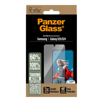 Folija za zaštitu ekrana PanzerGlass Ultra-Wide Fit za Samsung Galaxy S25 S931 / S24 S921, Kaljeno staklo, Full Glue