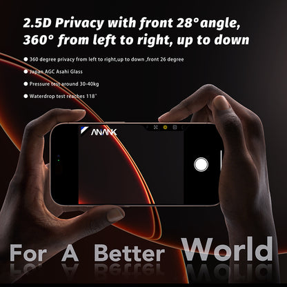 Folija za zaštitu ekrana Privacy Anank 5X Reinforced 360 za Apple iPhone 17 Air, Kaljeno staklo, Full Glue, 2.5D