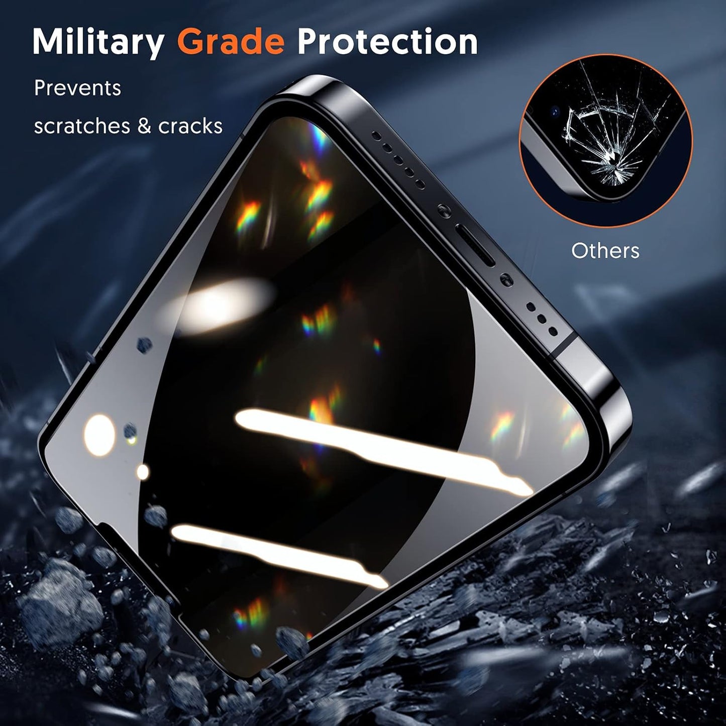 Folija za zaštitu ekrana Privacy Blueo Anti-Peep za Apple iPhone 12 Pro Max, Kaljeno staklo, Full Glue