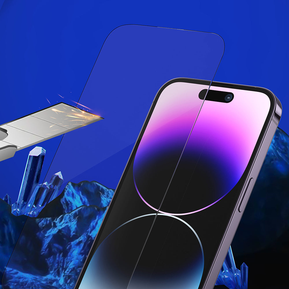 Folija za zaštitu ekrana Privacy Blueo Sapphire Applicator Pro za Apple iPhone 17 Pro / 17 / 16 Pro, Kaljeno staklo, Full Glue