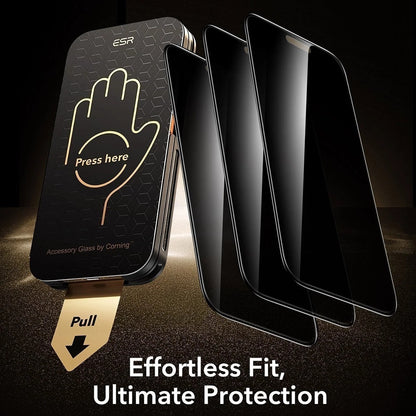 Zaštitna folija za ekran Privacy ESR Armorite Pro UltraFit za Apple iPhone 18 Pro Max, Kaljeno staklo, Full Glue, Set od 3 komada