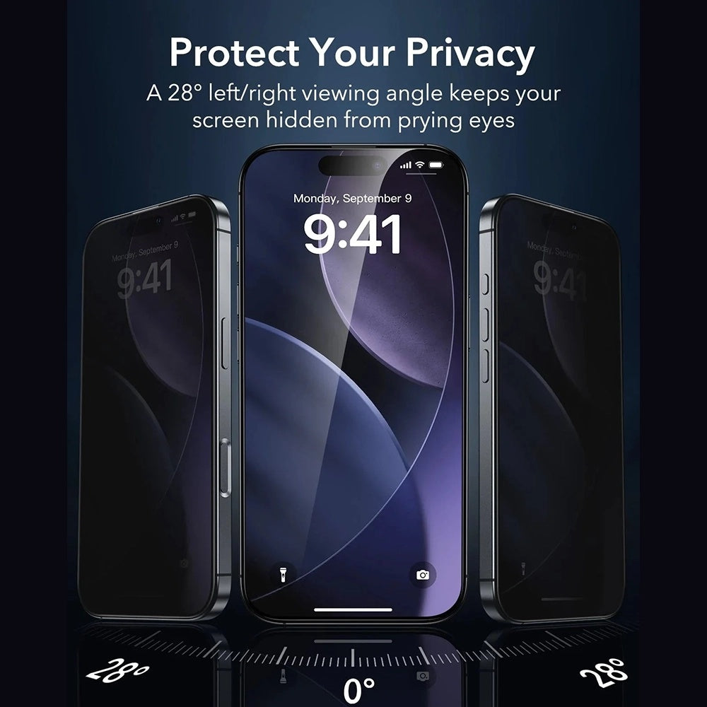 Folija za zaštitu Ekrana Privacy ESR Armorite UltraFit za Apple iPhone 17 Air, Kaljeno Staklo, Full Glue, Set od 3 komada