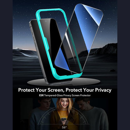 Zaštitna folija Ecran Privacy ESR za Apple iPhone 17 Pro Max, Kaljeno staklo, Full Glue, Set od 3 komada