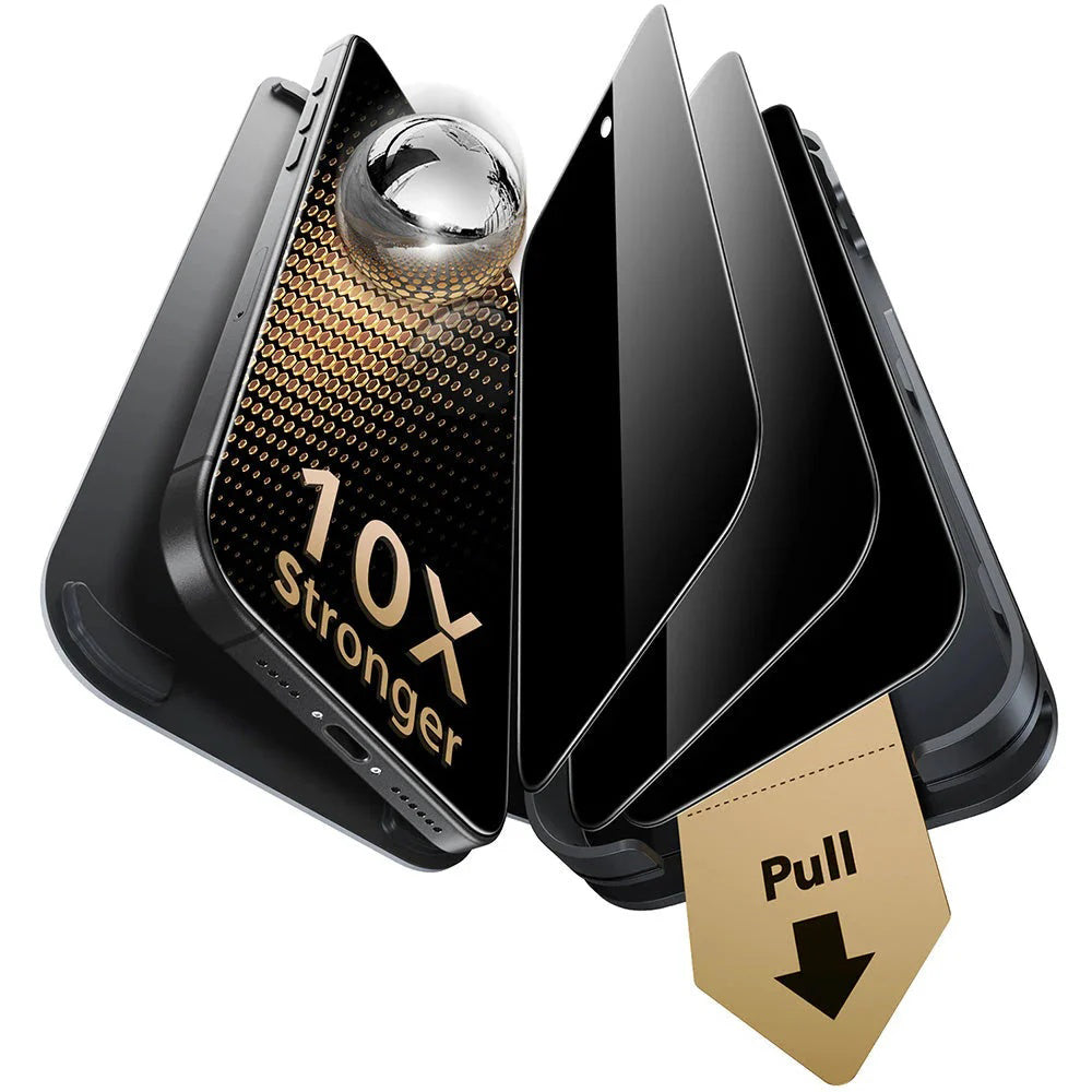 Zaštitna folija Ecran Privacy ESR UltraFit Armorite Pro za Apple iPhone 17 / 16 Pro, Kaljeno staklo, Full Glue, Set od 3 komada