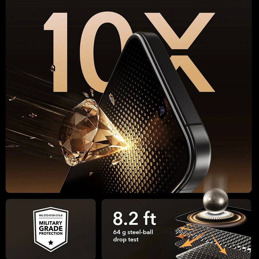 Zaštitna folija Ecran Privacy ESR UltraFit Armorite Pro za Apple iPhone 17 / 16 Pro, Kaljeno staklo, Full Glue, Set od 3 komada