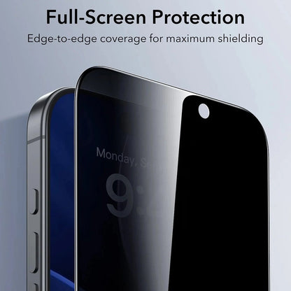 Folija za zaštitu ekrana Privacy ESR UltraFit za Apple iPhone 17 / 16 Pro, Kaljeno staklo, Full Glue, Set od 3 komada
