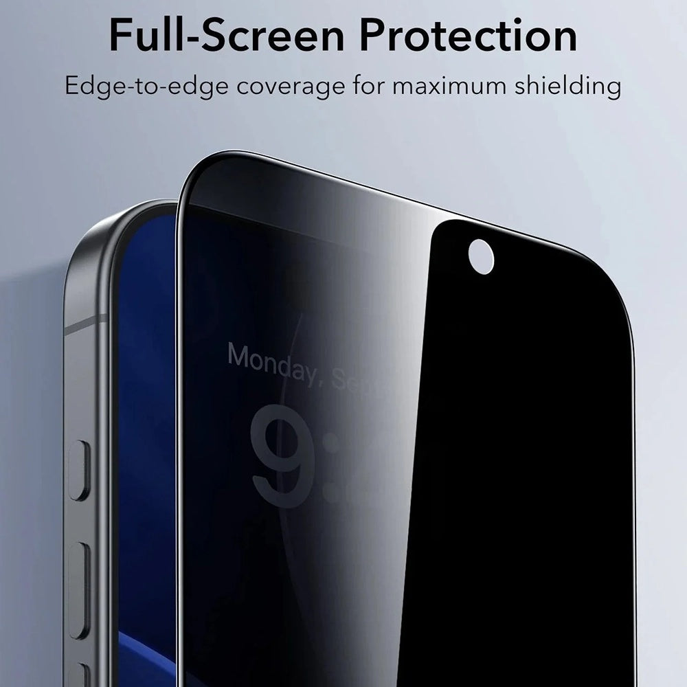 Zaštitna folija Ecran Privacy ESR UltraFit za Apple iPhone 17 Pro, Kaljeno staklo, Full Glue, Set od 3 komada