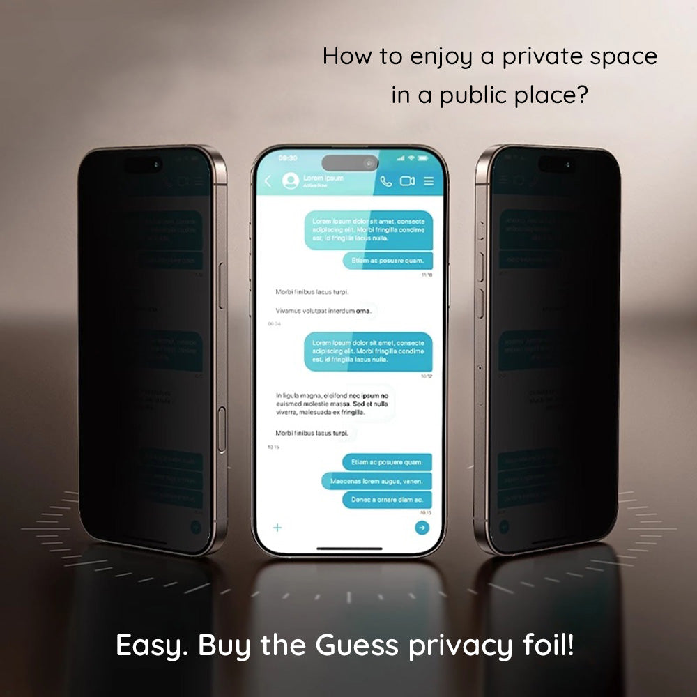 Folija za zaštitu ekrana Privacy Guess za Apple iPhone 16 Pro Max, Kaljeno staklo, Full Glue, 2.5D, GUTGP16XBOKGCIP