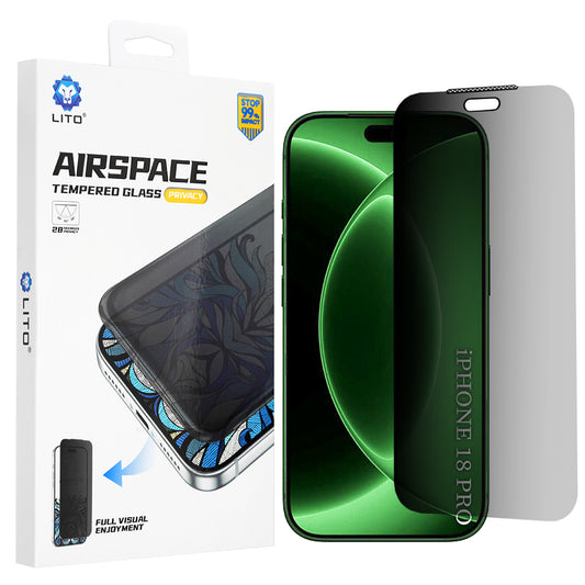 Zaštitna folija Ekran Privacy Lito Airspace Border za Apple iPhone 18 Pro / 17 Pro, Kaljeno Staklo, Full Glue