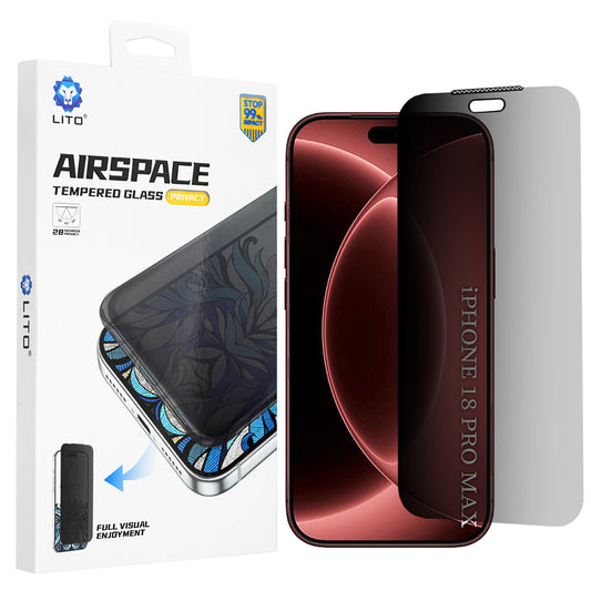 Zaštitna folija Ekran Privacy Lito Airspace Border za Apple iPhone 18 Pro Max, Kaljeno Staklo, Full Glue