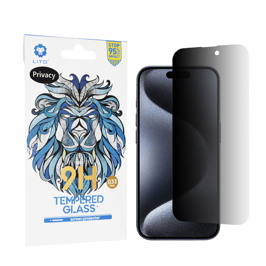 Zaštitna folija Ekran Privacy Lito Classic za Apple iPhone 15 Pro, Kaljeno Staklo, Full Glue, 2.5D